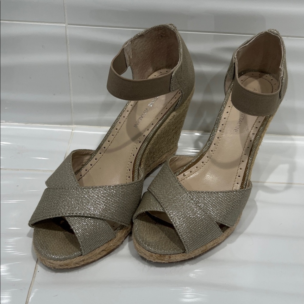 Sparkly Wedge Sandals with Ankle Strap